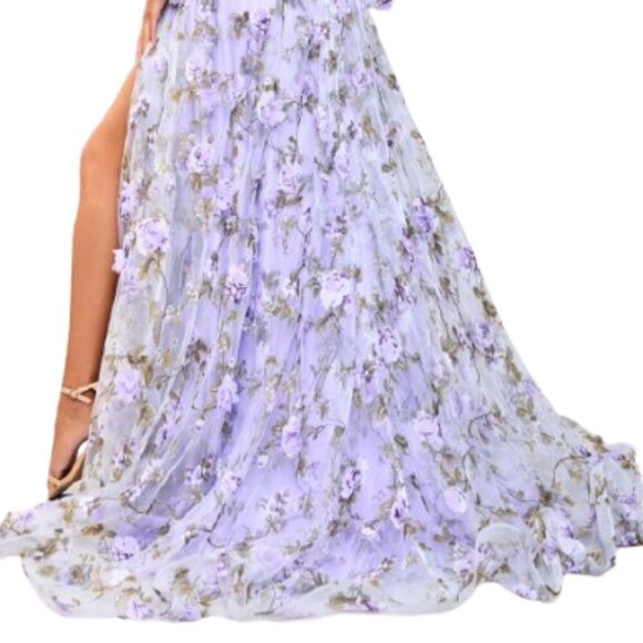 NWT J'Adore Dresses J25004 3D Floral Prom Dress Lilac Size 4 - Picture 4 of 6